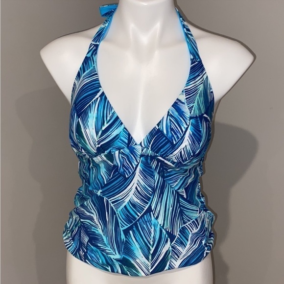 LA BLANCA SWIMWEAR Sketched Reversible Halter Tankini Top Size 6 NEW! - Picture 3 of 6